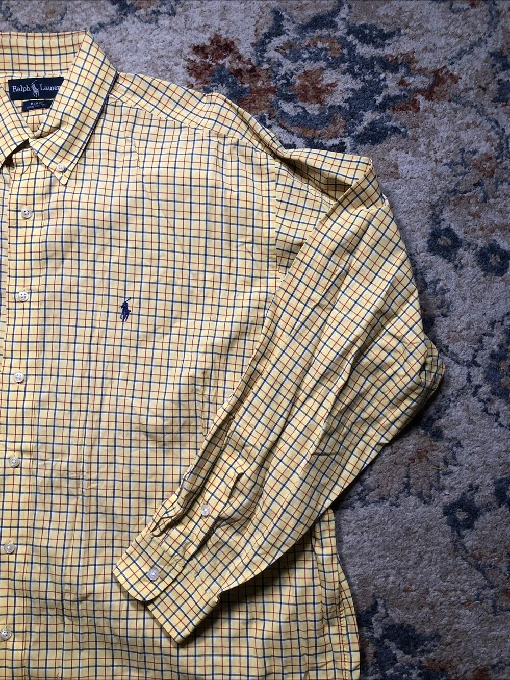 Polo Ralph Lauren Shirt Men's XL Yellow Plaid Short Sleeve Blake Fit
